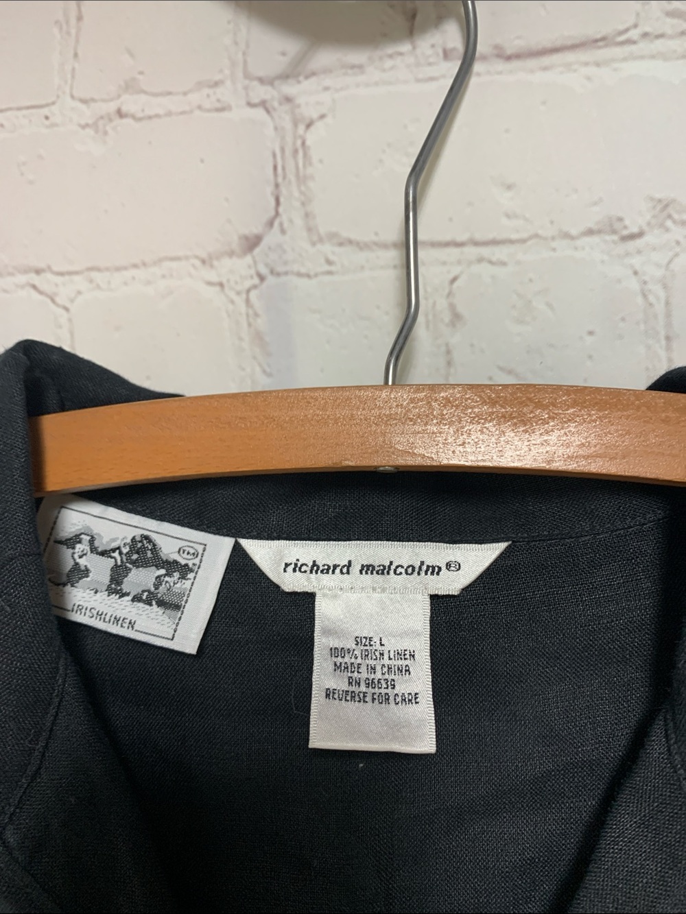 Richard Malcom Irish Linen Black Top Size L - Picture 2 of 4